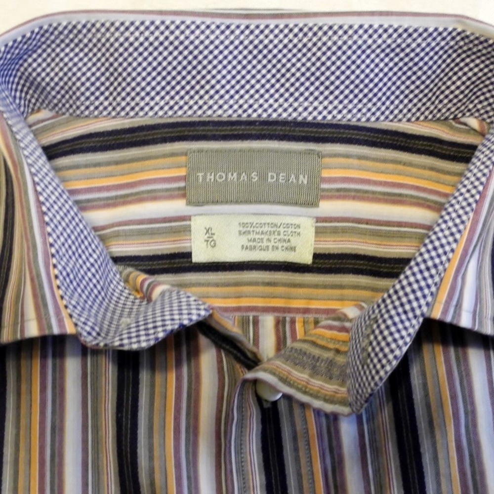 THOMAS DEAN XL-TG Long Sleeve Multi Color Striped